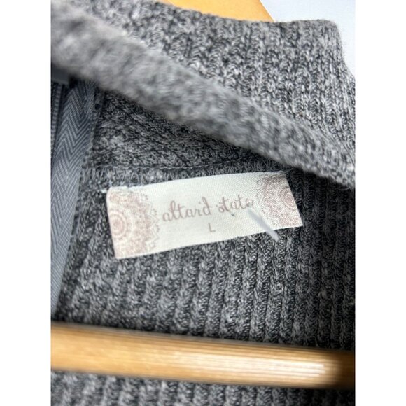 NWT Altard State Women's Gray Ribbed Knit Long Sleeve Fit & Flare Dress Sz Large - Picture 3 of 12